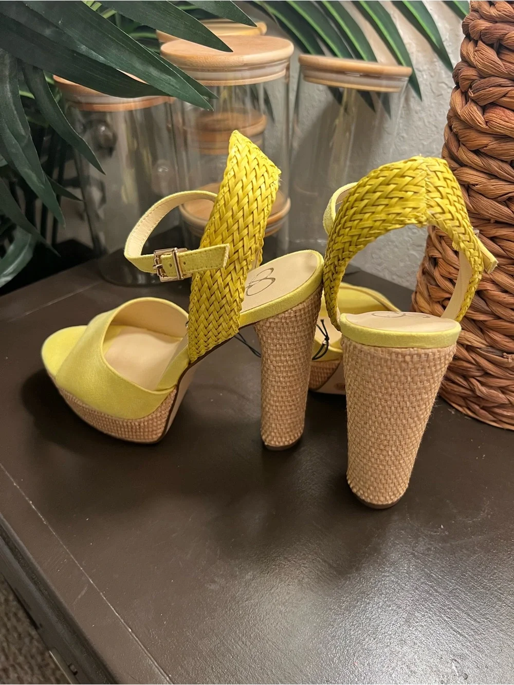 NEW Jessica Simpson Yellow Platform Ankle-Strap Women’s Heels